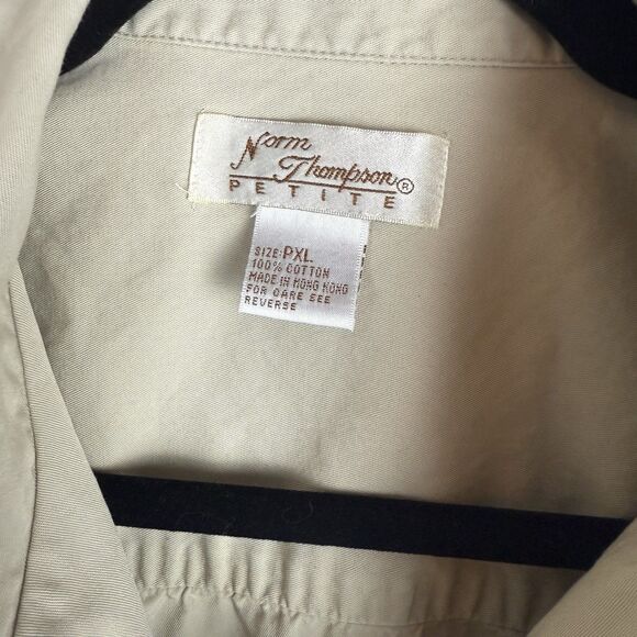 Vtg Norm Thompson Lightweight Utility Jacket Cinch Waistband Khaki Sz Petite XL - Picture 2 of 7